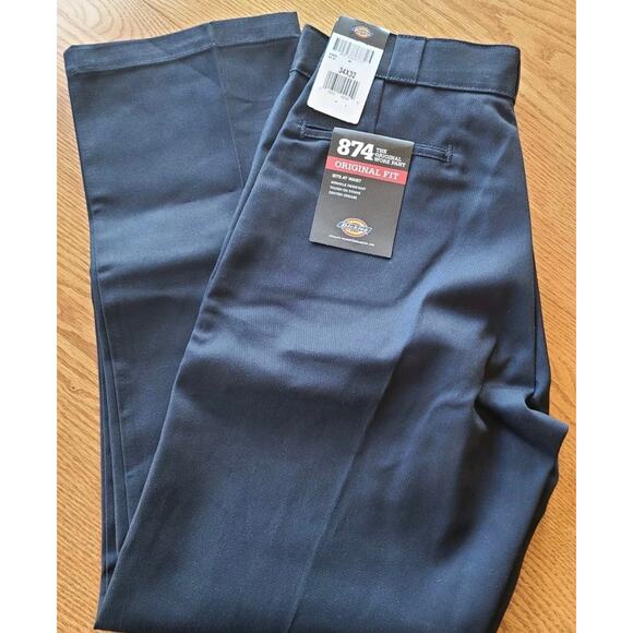 New Dickies Mens 874 Original Fit Work Pants Straight Leg Dark Navy Slate 34x32 - Picture 1 of 3